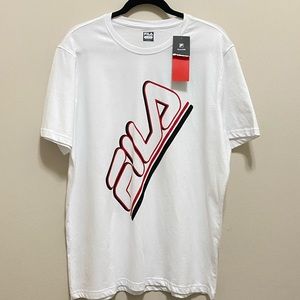 Fila White Logo Short Sleeve Tee Shirt Size L